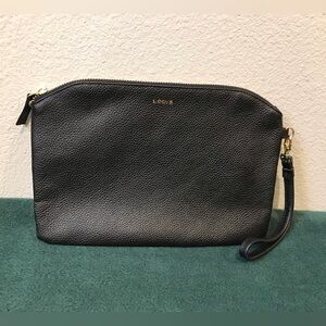 Lodis Black Leather Wristlet